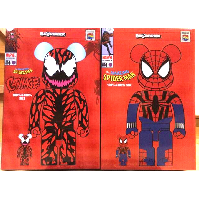 MEDICOM TOY(メディコムトイ)のBE@RBRICK SPIDER-MAN&CARNAGE  エンタメ/ホビーのフィギュア(アメコミ)の商品写真