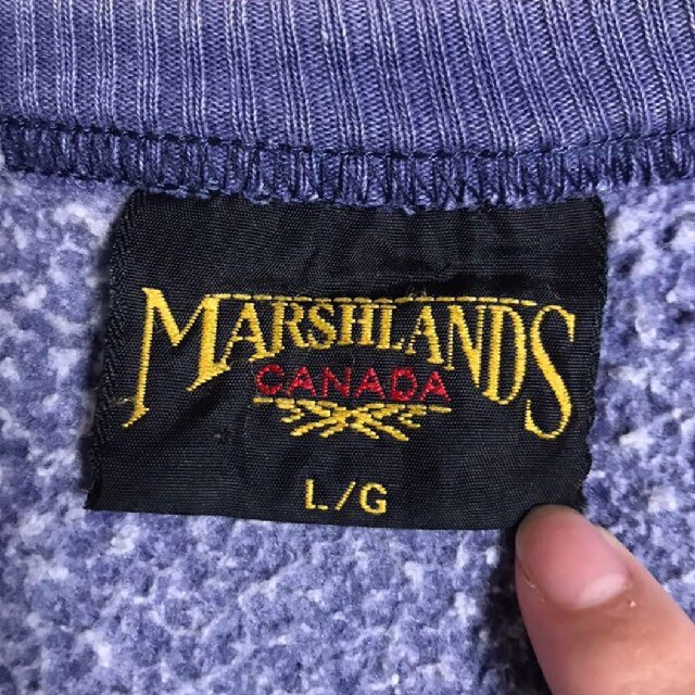 MARSHLANDS スウェット 裏起毛 刺繍 鳥柄 パープル カナダ製 メンズのトップス(スウェット)の商品写真