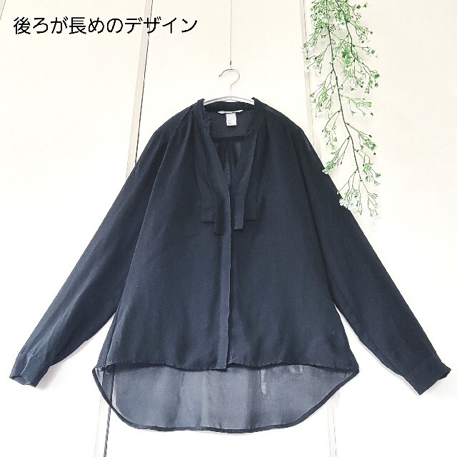 H&H(エイチアンドエイチ)のH&M タック スキッパー シアー ブラウス 36 M 大人可愛い レディースのトップス(シャツ/ブラウス(長袖/七分))の商品写真