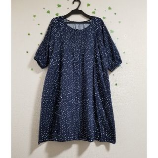 ショコラフィネローブ(chocol raffine robe)の【美品】chocol raffine robe・水玉・紺色・ワンピース(ひざ丈ワンピース)