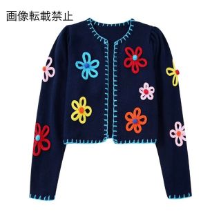 👒8月新作🏝8824◇フラワー 花 ニット カーディガン(カーディガン)