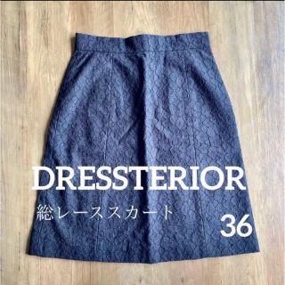 ドレステリア(DRESSTERIOR)のDRESSTERIOR ドレステリア 総レース 膝丈スカート 36 ブラック(ひざ丈スカート)