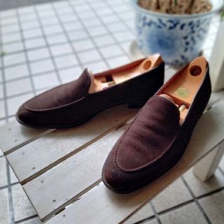 ジョンロブ(JOHN LOBB)の美品 JOHN LOBB オーシャン 8 モカ縫いＵチップ ヴァンプローファー(ドレス/ビジネス)