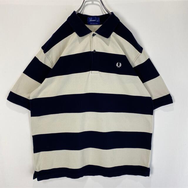 FRED PERRY(フレッドペリー)のフレッドペリー　ポロシャツ　ワンポイントロゴ　半袖シャツ　ボーダー　XLサイズ メンズのトップス(ポロシャツ)の商品写真