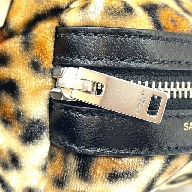 サンローランパリ SAINT LAURENT PARIS ミニリュック 441911 レオパード キーホルダー バッグチャーム ベロア ブラウン