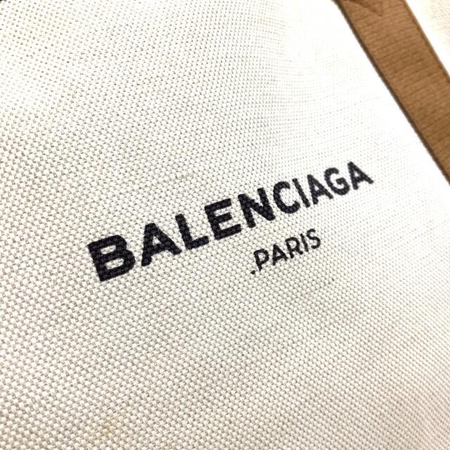 バレンシアガ BALENCIAGA ネイビーカバスS 339933 ロゴプリント ハンドバッグ トートバッグ キャンバス/レザー ベージュ 2