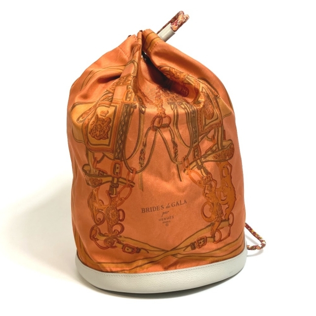 Hermes - エルメス HERMES BRIDES DE GALA ソワクール 22 鞄 ショルダーバッグ シルク □刻 オレンジ×グレー
