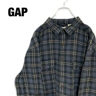 ギャップ(GAP)のGAP アメリカ古着　輸入品　秋冬　厚手　長袖　チェックシャツ　グレー　メンズ(シャツ)