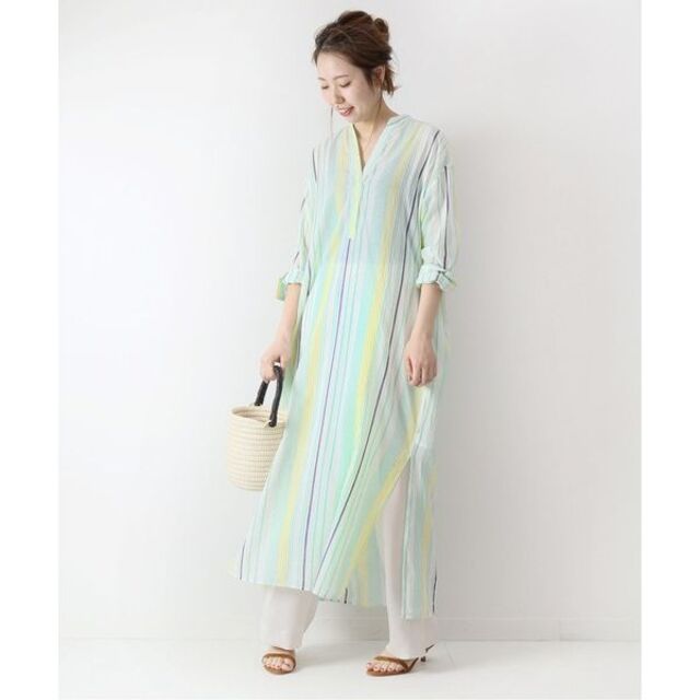 Spick & Span ヌキテパ 別注ストライプクルタドレス グリーン系