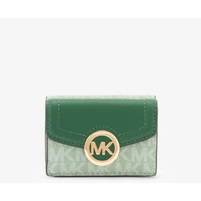 出産祝いなども豊富小物Michael Kors - マイケルコース 三つ折財布 MKシグネチャー グリーン