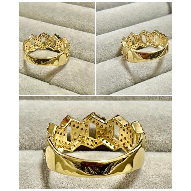 K18 チェーンデザインリング ダイヤモンド付き メンズのアクセサリー(リング(指輪))の商品写真
