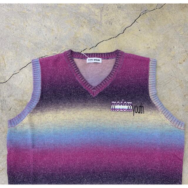 TTT MSW KASURI knit vest purple | hartwellspremium.com