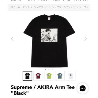 シュプリーム(Supreme)のsupreme AKIRA Arm Tee Black(Tシャツ/カットソー(半袖/袖なし))