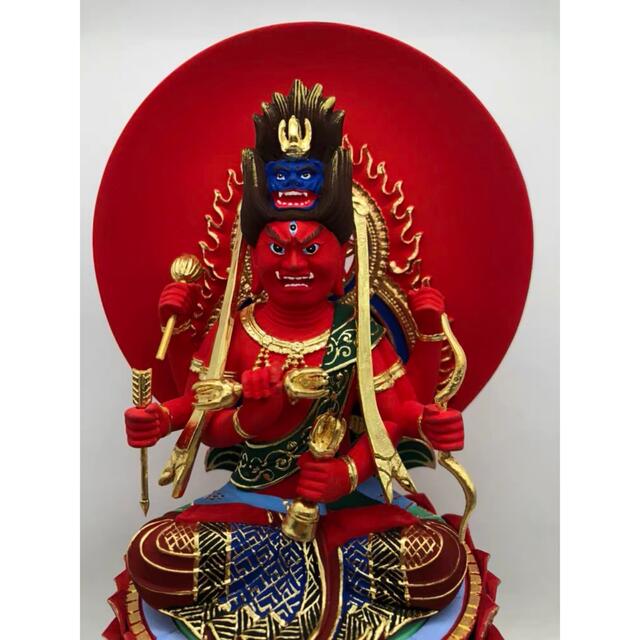 総檜材 木彫仏像 仏教美術 精密細工 仏師で仕上げ品 切金 彩色愛染明王 総檜材 木彫仏像 仏教美術 精密細工 仏師で仕上げ品 切金 彩色愛染明王