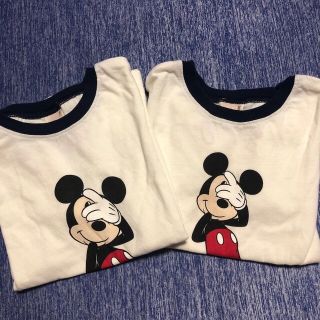 プティマイン(petit main)の2枚セット【DISNEY】ミッキーマウスデザイン リンガーTシャツ(Tシャツ/カットソー)