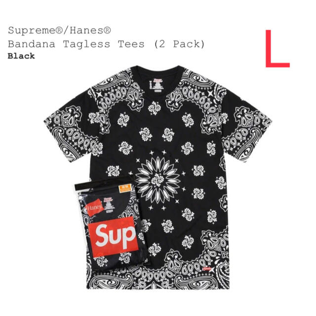 BlackサイズSupreme Hanes Bandana Tagless Tees 2Pack