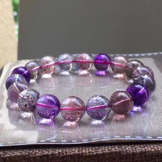 高級】フラワー パープルルチル スーパーセブン ブレスレット 11mmの