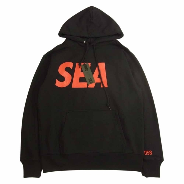 約62cm身幅WIND AND SEA ウィンダンシー パーカー WDS-LC-02 SP限定 SEA（058) Hoodie ロゴ プリント フーディ パーカー ブラック ブラック系 S【極上美品】