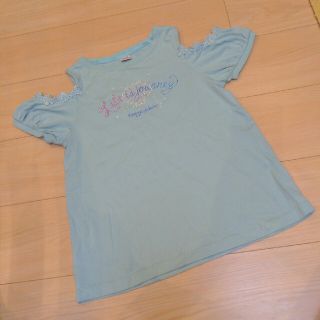 メゾピアノジュニア(mezzo piano junior)のメゾピアノジュニアS 肩出しTシャツ ペールグリーン(Tシャツ/カットソー)