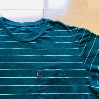 リーバイス(Levi's)の希少 Levi's ボーダー柄 ポケット Tシャツ 古着 緑 ポケT(Tシャツ/カットソー(半袖/袖なし))