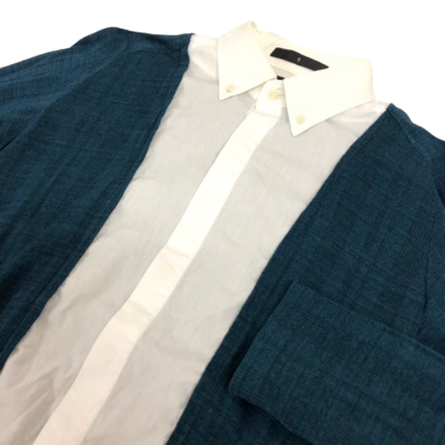 TORNADO MART(トルネードマート)のトルネードマート ニットカーディガンドッキングシャツ 長袖 46 白 青 メンズのトップス(シャツ)の商品写真