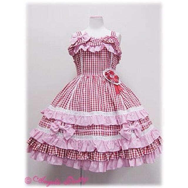 Angelic pretty POPチェックジャンパースカートひざ丈ワンピース