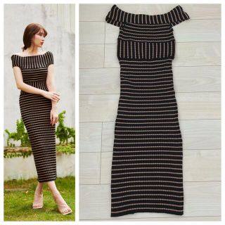 ハーリップトゥ(Her lip to)のherlipto  Stripe Ribbed-Knit Midi Dress(ロングワンピース/マキシワンピース)