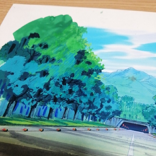 直筆背景 水彩画 アニメ セル画  昭和 エンタメ/ホビーの美術品/アンティーク(絵画/タペストリー)の商品写真