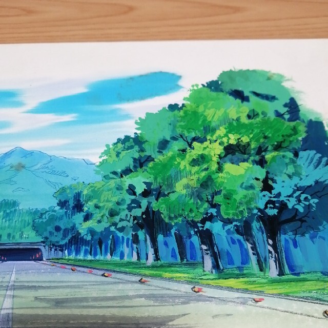 直筆背景 水彩画 アニメ セル画  昭和 エンタメ/ホビーの美術品/アンティーク(絵画/タペストリー)の商品写真