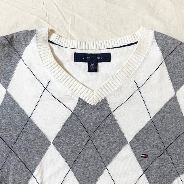 TOMMY HILFIGER(トミーヒルフィガー)のTommyHilfiger(USA)アーガイルコットンVネックセーター メンズのトップス(ニット/セーター)の商品写真