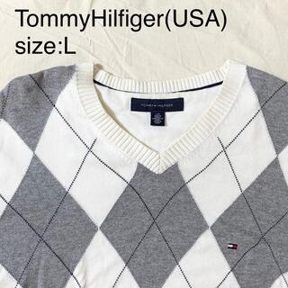 トミーヒルフィガー(TOMMY HILFIGER)のTommyHilfiger(USA)アーガイルコットンVネックセーター(ニット/セーター)