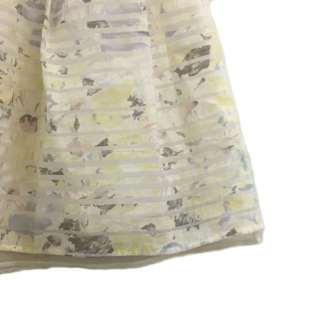 L'EST ROSE(レストローズ)のレストローズ スカート フレア 膝丈 花柄 ボーダー 2 黄 ピンク イエロー レディースのスカート(ひざ丈スカート)の商品写真