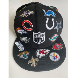 ⭐️NEWERA⭐️完売品NFL全チームロゴ刺繍マルチロゴ総柄黒100周年記念