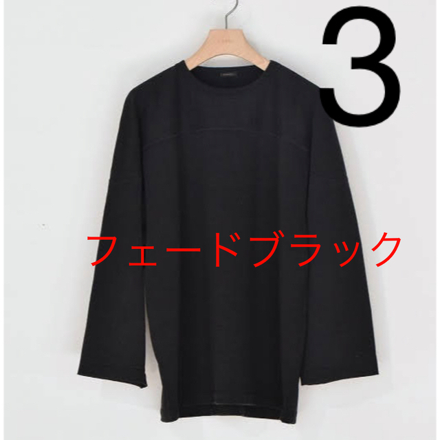 COMOLI 22AW フットボールTシャツ フェードブラック 3 - Tシャツ
