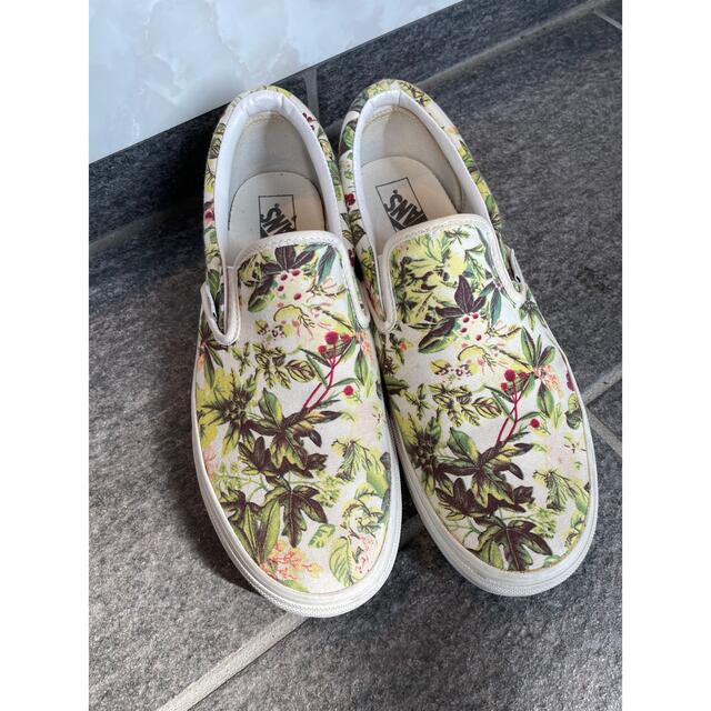 VANS(ヴァンズ)のvans スリッポン　フラワー　スニーカー　28.0㎝　緑　花柄　メンズ　 メンズの靴/シューズ(スリッポン/モカシン)の商品写真