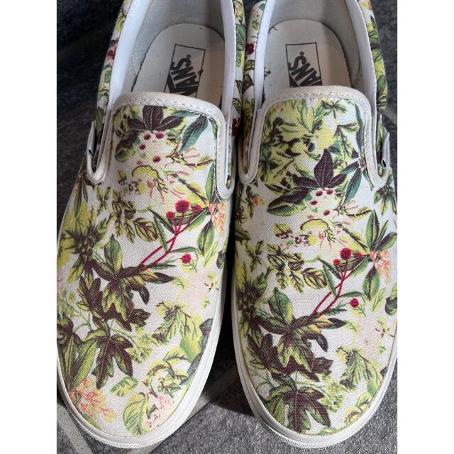 vans スリッポン　フラワー　スニーカー　28.0㎝　緑　花柄　メンズ