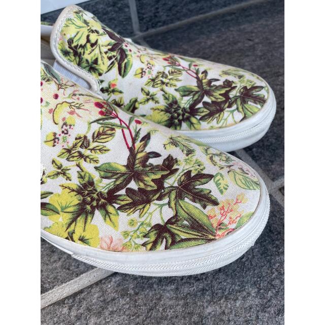 VANS(ヴァンズ)のvans スリッポン　フラワー　スニーカー　28.0㎝　緑　花柄　メンズ　 メンズの靴/シューズ(スリッポン/モカシン)の商品写真