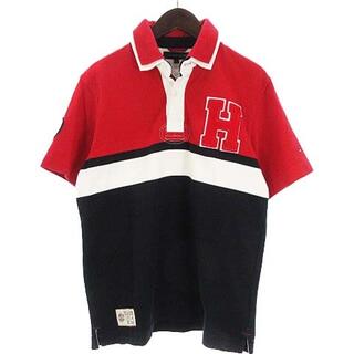 トミーヒルフィガー(TOMMY HILFIGER)のトミーヒルフィガー ラガーシャツ ポロシャツ 半袖 ロゴ ワッペン 赤 L(ポロシャツ)