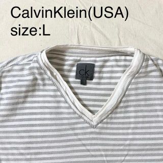 シーケーカルバンクライン(ck Calvin Klein)のCalvinKlein(USA)コットンボーダーカノコVネックTシャツ(Tシャツ/カットソー(半袖/袖なし))