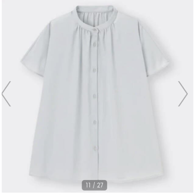 GU(ジーユー)のGU エアリーバンドカラーシャツ　Lサイズ レディースのトップス(シャツ/ブラウス(半袖/袖なし))の商品写真