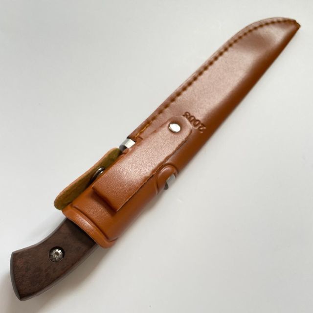 フルタング ナイフ 木製グリップ ブラウン シース 付き  アウトドア