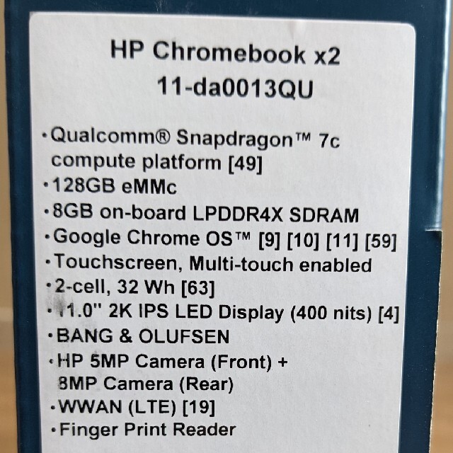 HP Chromebook x2 11-da0013QU(LTEモデル)