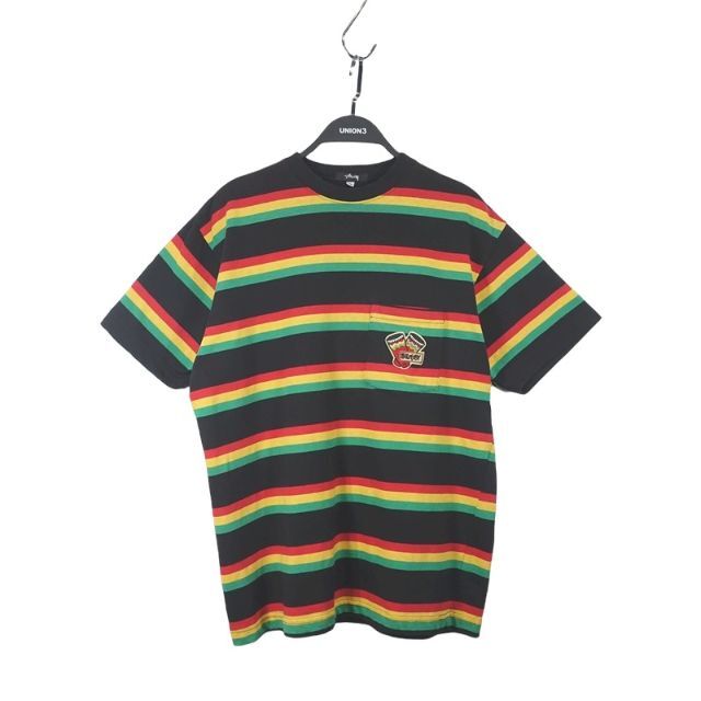 サイズOLD STUSSY 80s RASTA BORDER TEE