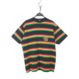 stussy Tシャツ ネックロゴ ボーダー US sサイズ 国内Lサイズ程度