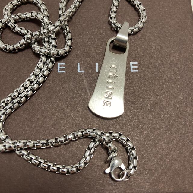 celine - セリーヌ正規品 フルロゴ刻印チャームプレートネックレス極美