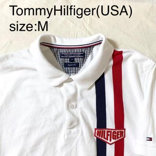 トミーヒルフィガー(TOMMY HILFIGER)のTommyHilfiger(USA)ビンテージコットンカノコポロシャツ　ホワイト(ポロシャツ)