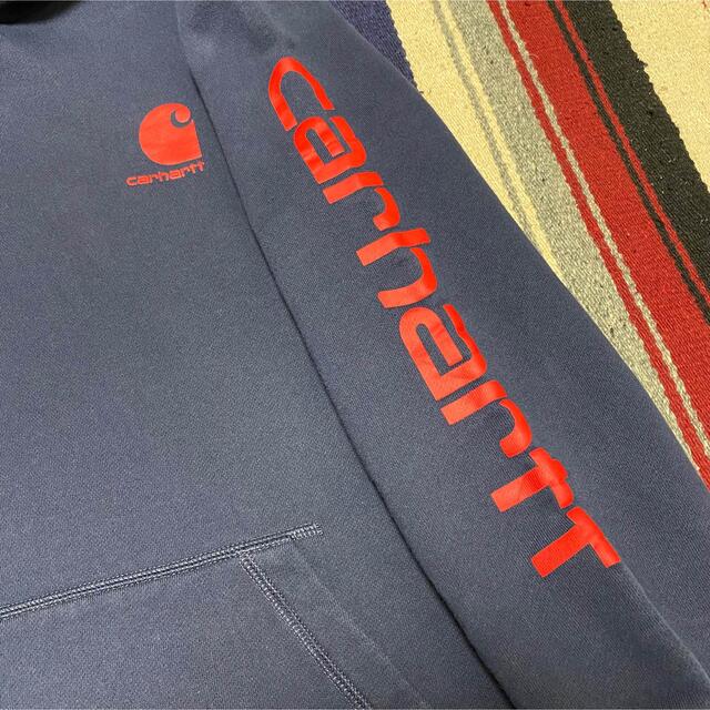 carhartt(カーハート)の90s 古着 カーハート パーカー ロゴプリント  袖プリント ゆるだぼ メンズのトップス(パーカー)の商品写真