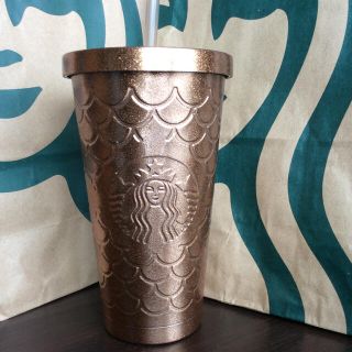 スターバックスコーヒー(Starbucks Coffee)のスターバックス ステンレス ストロー付サイレンタンブラー ゴールド473ml(タンブラー)