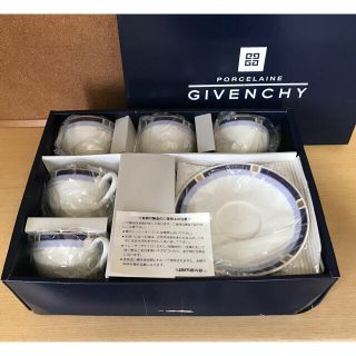 山加陶器　GIVENCHY　PORCELAINE　ブル－花柄カップ＆ソ－サ－5客