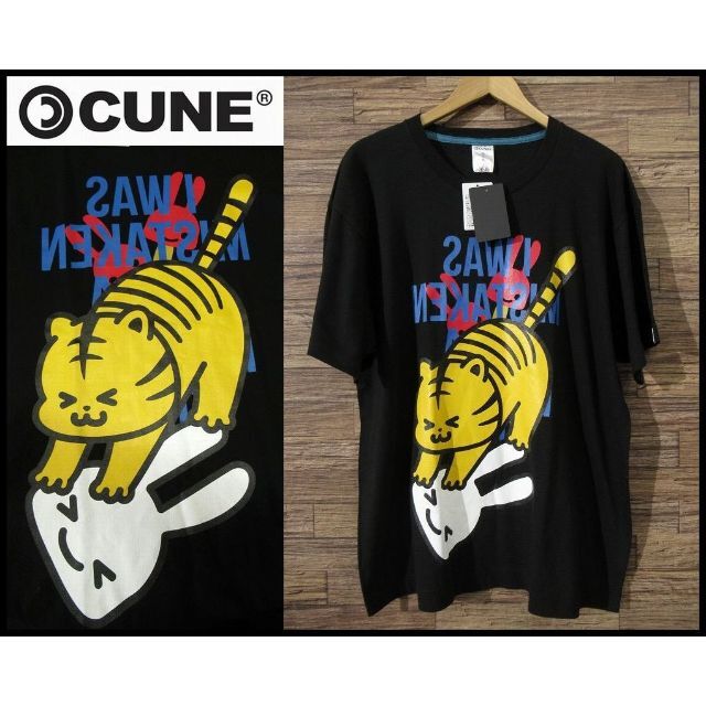 CUNE(キューン)のCA19 G① XL 新品 キューン 吹奏楽部 とらちゃん うさぎ Tシャツ 黒 メンズのトップス(Tシャツ/カットソー(半袖/袖なし))の商品写真